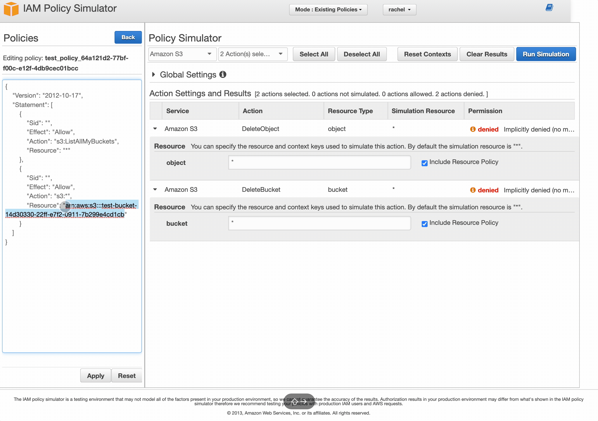 AWS Policy Simulator